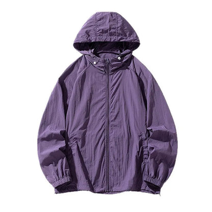 Loose-fit thin nylon sports jacket shown in a colour option, suitable for outdoor leisure wear.
