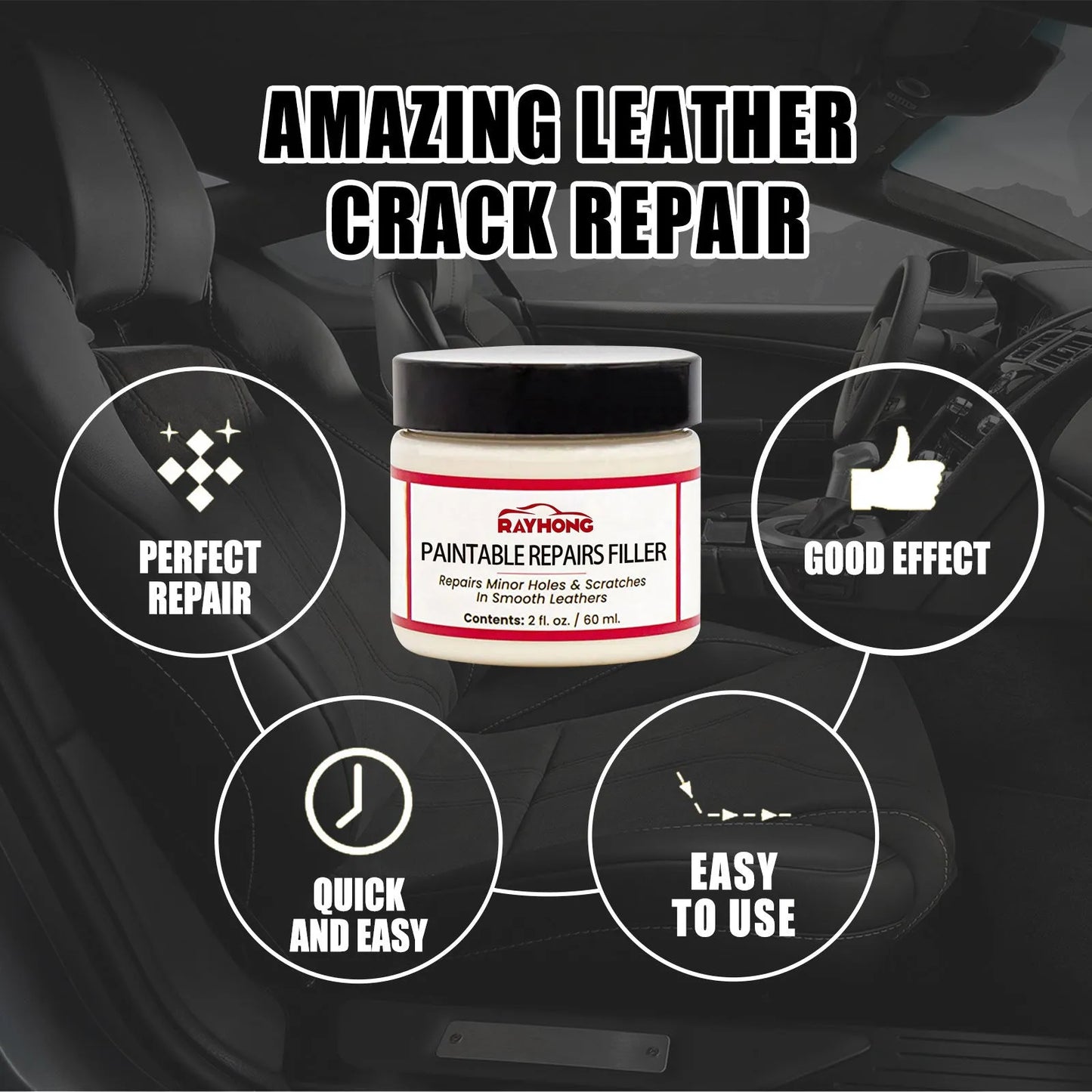 60ml leather repair paste tube for car seat and sofa scratch repair