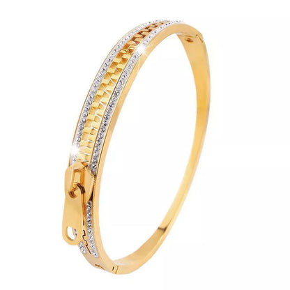 Titanium steel zipper bracelet for girls with niche design in golden and silver