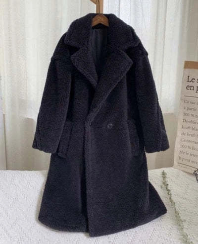 Stylish women's winter faux fur coat with pockets in various colors