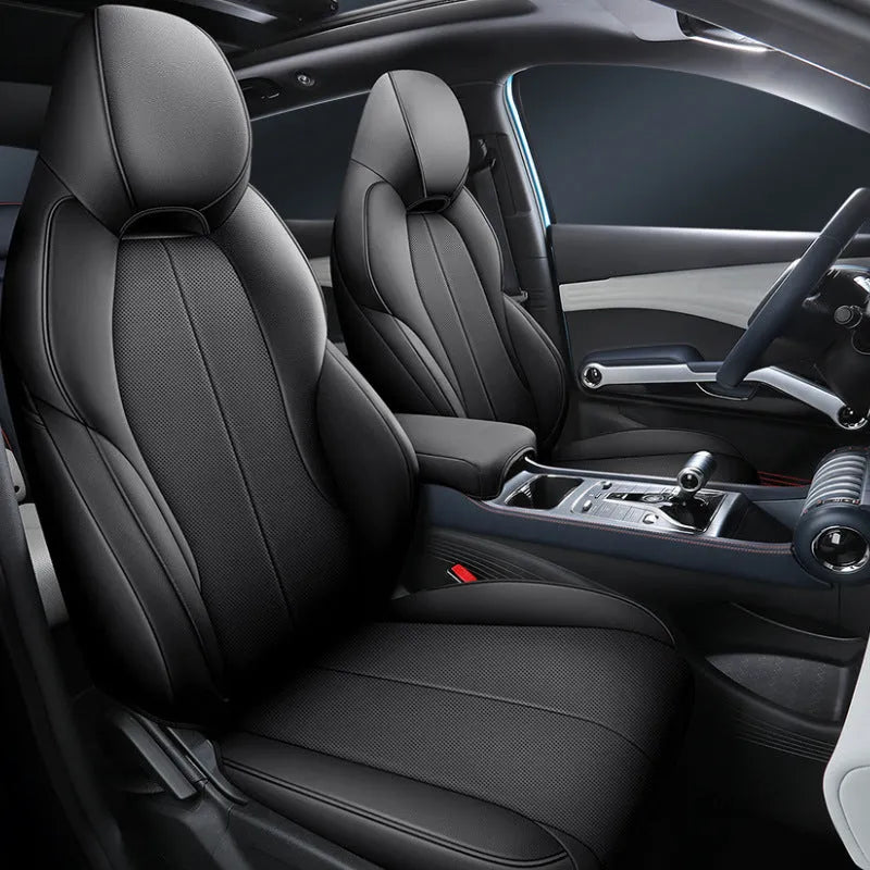 Yuan PLUS car seat cushion cover in grey, showing tailored fit on vehicle seat.