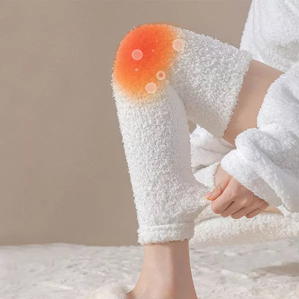 Winter warm plush socks for women with dual-purpose heel and knee protection