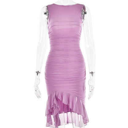 Slim, sleeveless mini dress in various colors, perfect for summer parties and clubs