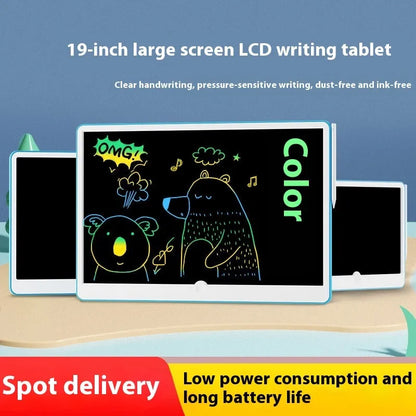 19-inch LCD children's drawing board with rechargeable battery in blue and white colour