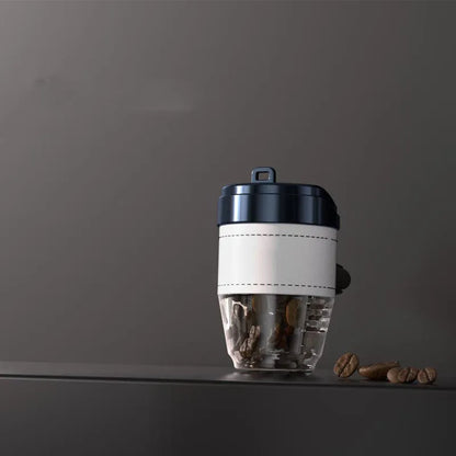 Brown plastic coffee cup-shaped solid car air freshener for dashboard odour removal.