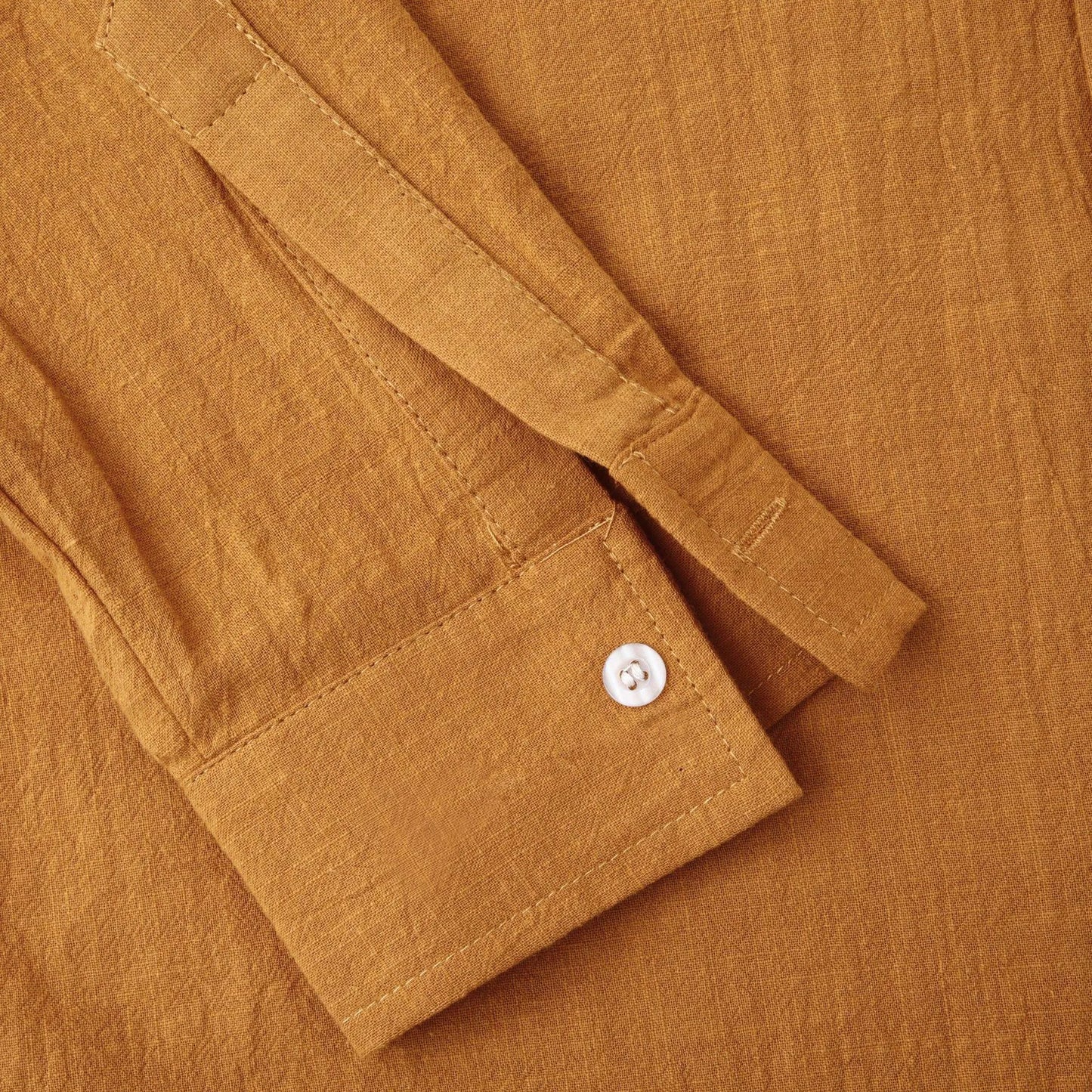 Men's slim fit brown long sleeve shirt made from cotton blend fabric