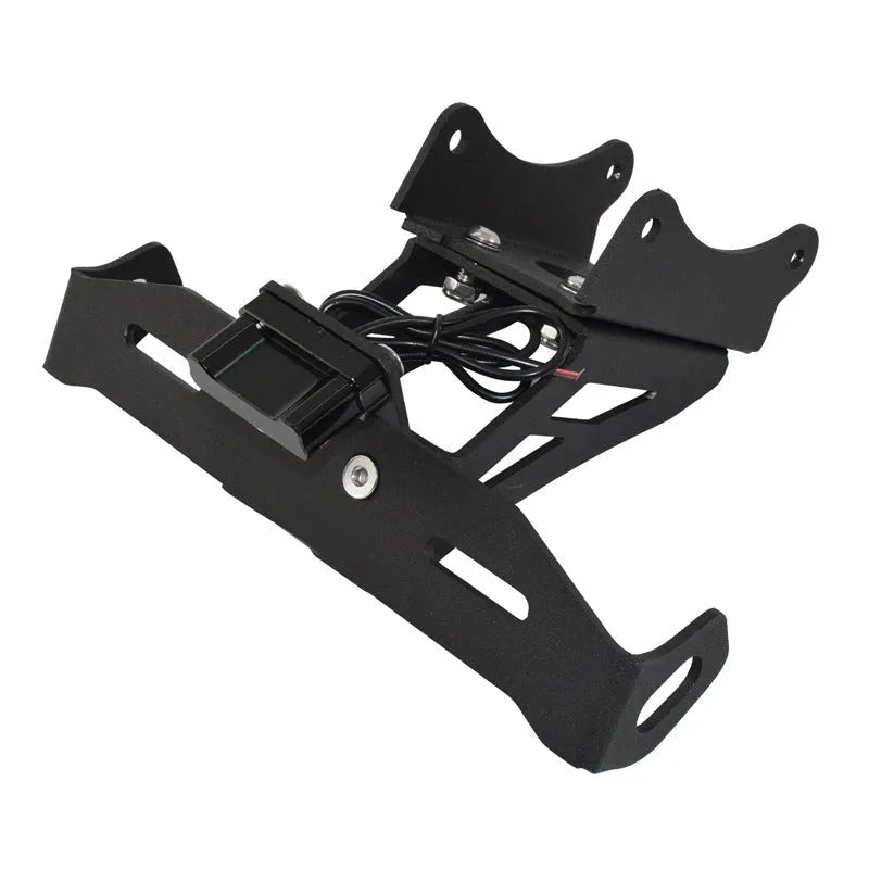Black aluminium alloy motorcycle licence plate frame for Honda models with fixed bracket mounting