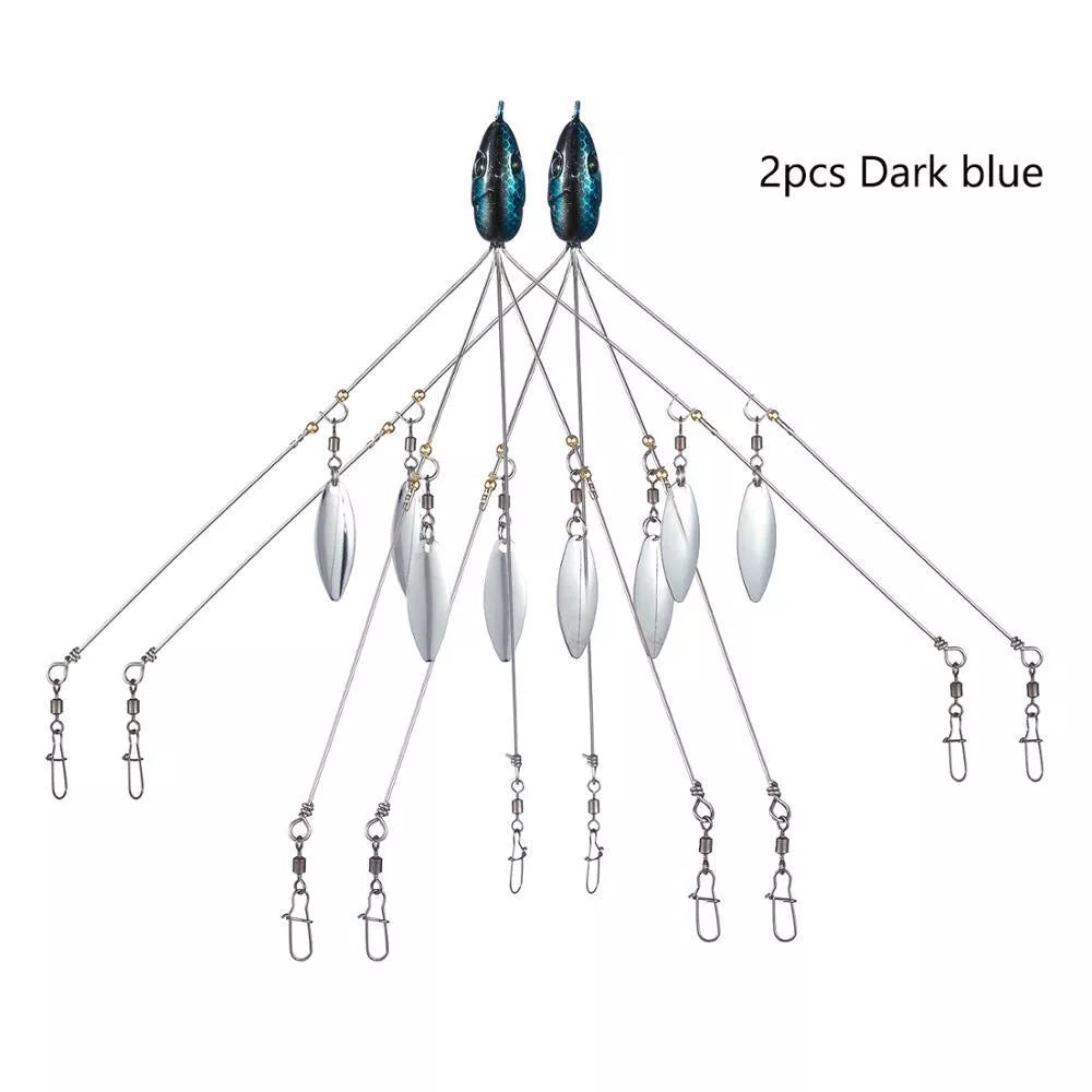 Bassdash Umbrella Fishing Lure with 5 swivels and metal sequins for enhanced fish attraction