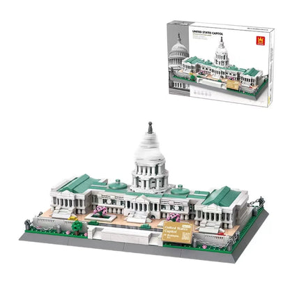 Wange building block set with 800+ ABS plastic pieces for constructing architectural landmark models