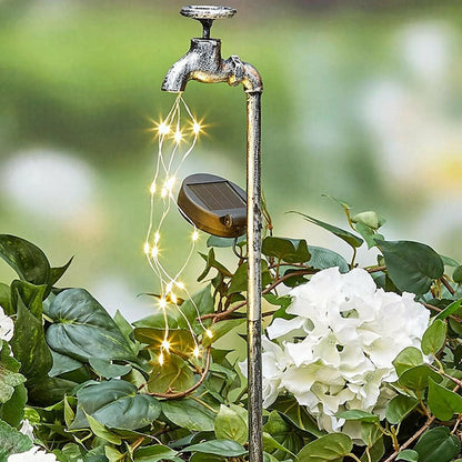Solar-powered garden faucet shower light for outdoor decoration