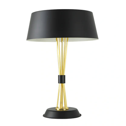 European style iron table lamp, 35cm diameter base, 66cm height, black or white finish with LED bulb and metal lampholder