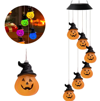 Solar-powered wind chime garden lamp with hummingbird design, automatic day-night operation, waterproof construction