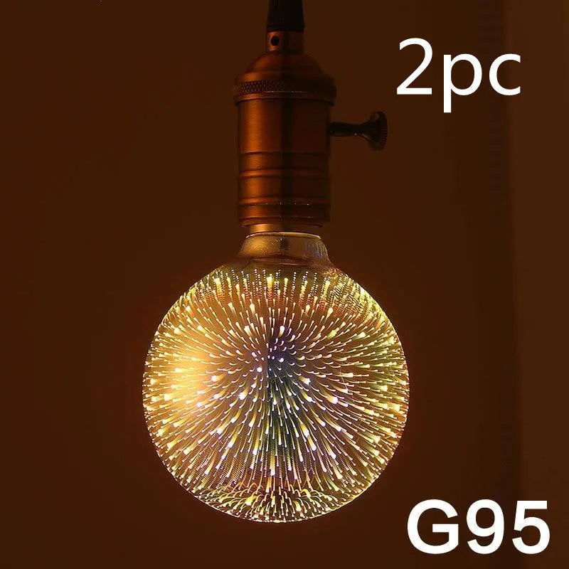 LED 3D firework decoration bulb projecting light patterns with E27 socket