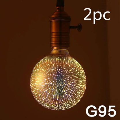 LED 3D firework decoration bulb projecting light patterns with E27 socket