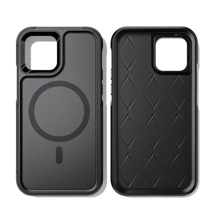 Black magnetic shatterproof back cover case for iPhone 12 and iPhone 13 series phones