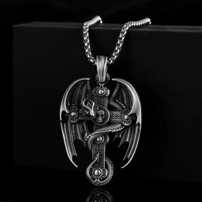Men's stainless steel retro pendant sweater chain with pure tin pendant on titanium steel box chain