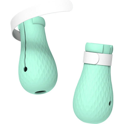 Four transparent green silicone cat paw covers for scratch protection during grooming and care