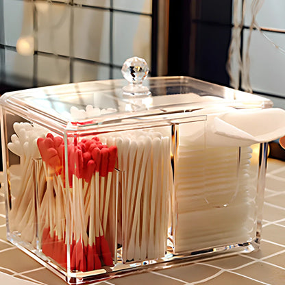 Yajule transparent acrylic cosmetic storage box with compartments and dustproof cover