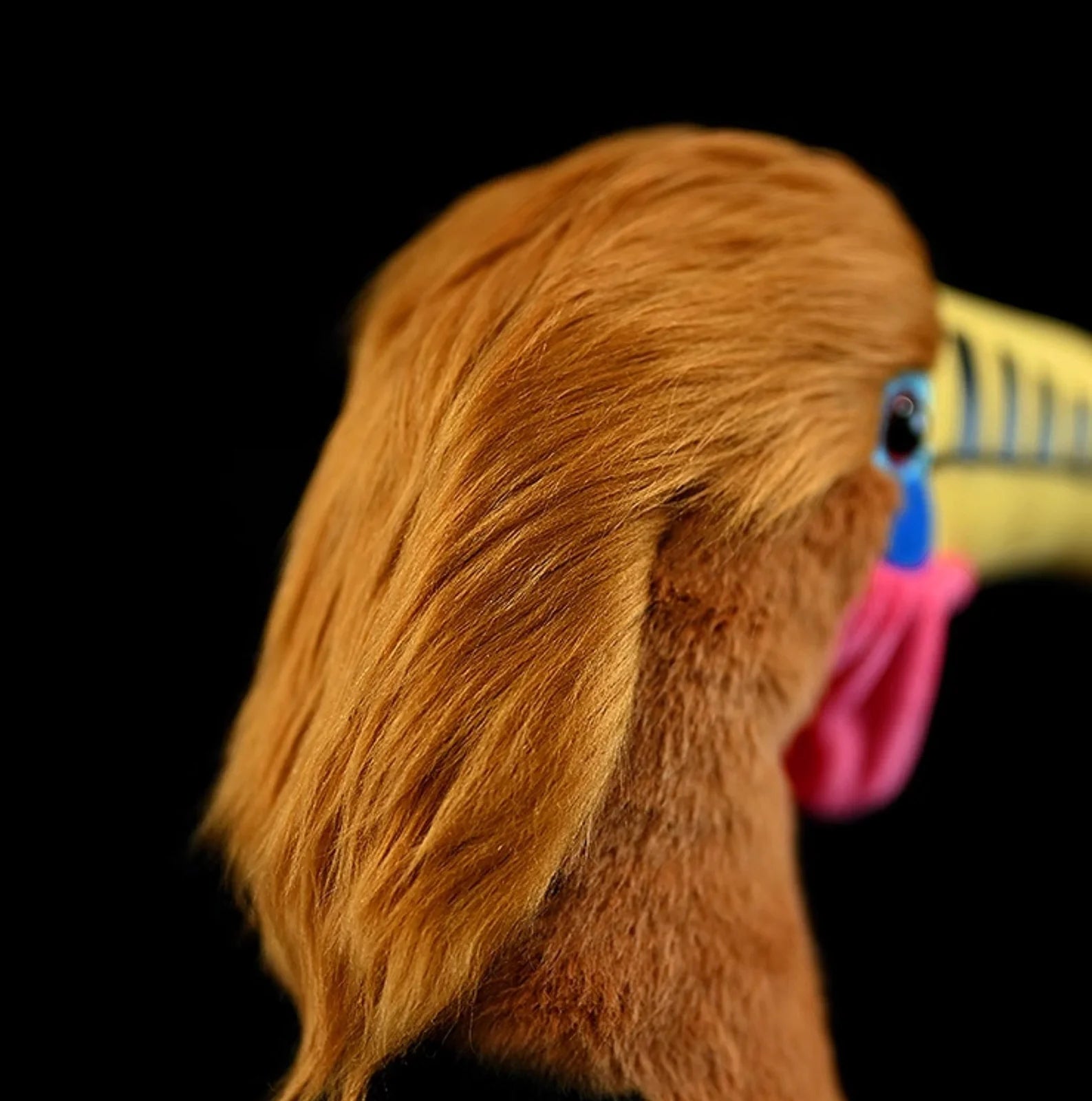Brown Necked Hornbill plush toy measuring 30cm tall with realistic bird detailing and soft plush fabric