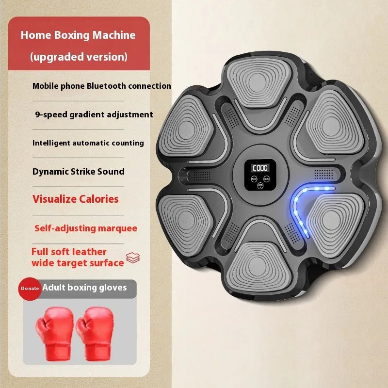 Smart music boxing machine wall target with 6 electronic reaction points and hanging design for home fitness training