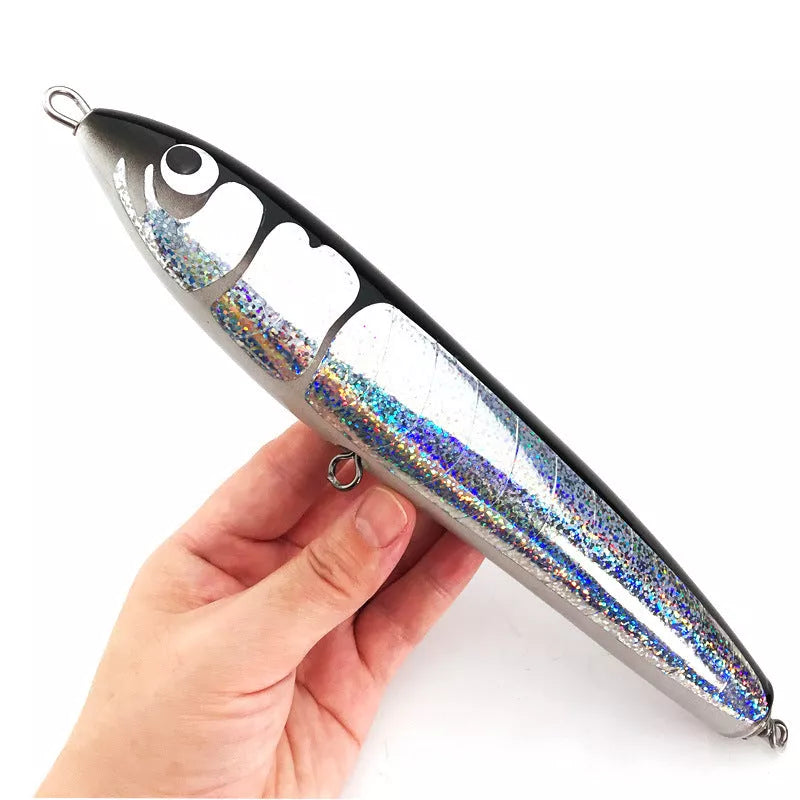 Handmade wood fishing lure for sea and boat fishing with realistic bionic design