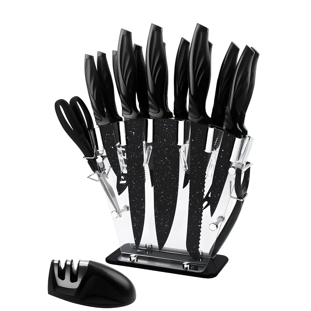 17-piece stainless steel kitchen knife set with Maifanshi coating and 20cm blades