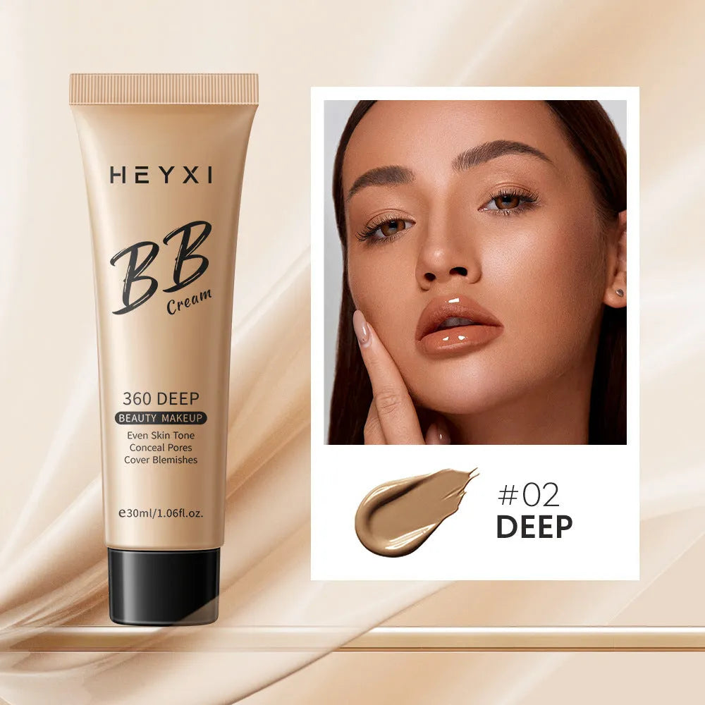 Waterproof and sweatproof BB cream in four shade options 01, 02, 03, 04