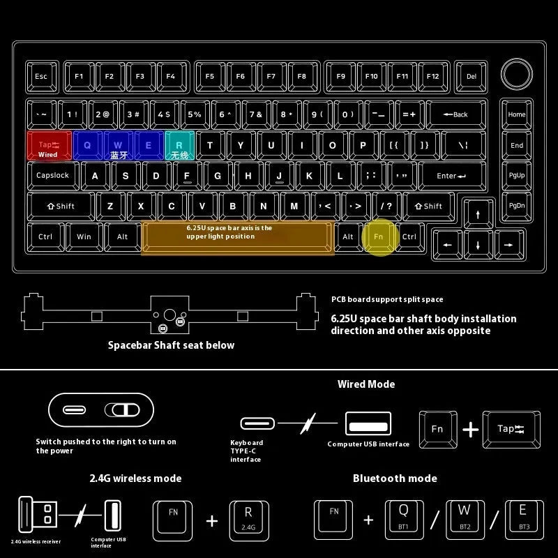 Heiji Snake aluminium mechanical keyboard DIY kit with keycaps and tools on a desk.