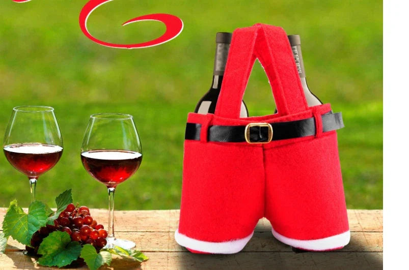 Festive Santa pants-shaped Christmas gift bag made of wool fabric, perfect for holding holiday treats and small gifts