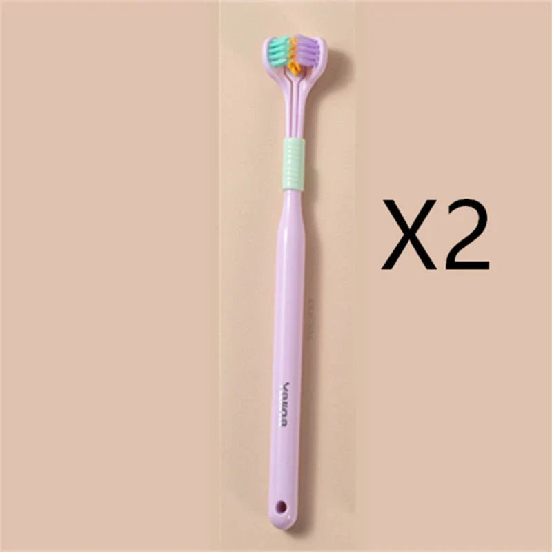 Soft Bristle Tri-Angle Toothbrush with customizable features for deep cleaning and travel convenience