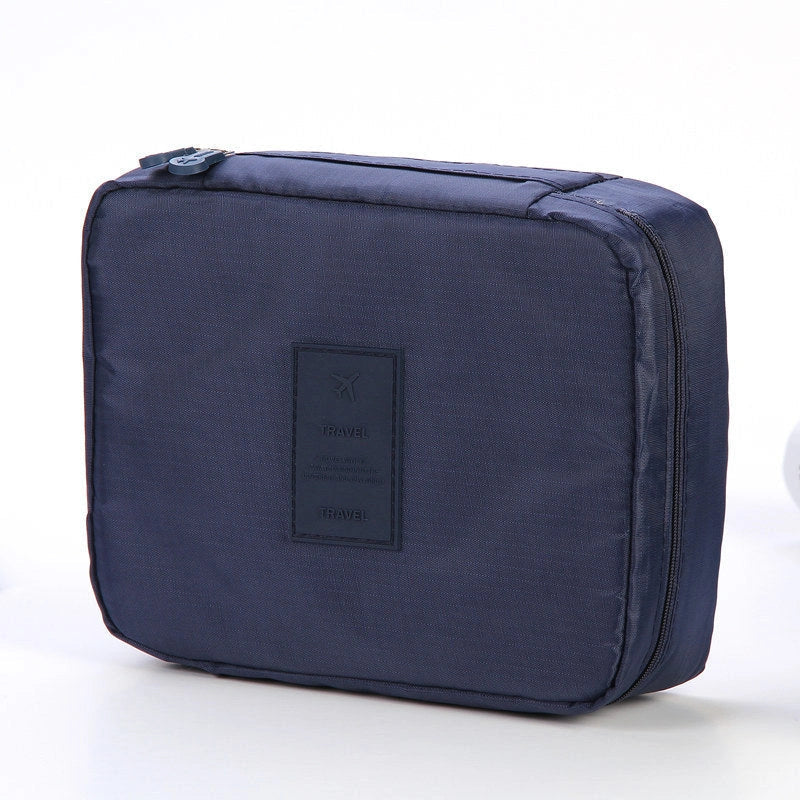 Stylish portable makeup bag with waterproof divider, multi-compartment storage, and variety of color options