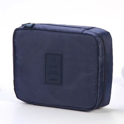 Stylish portable makeup bag with waterproof divider, multi-compartment storage, and variety of color options