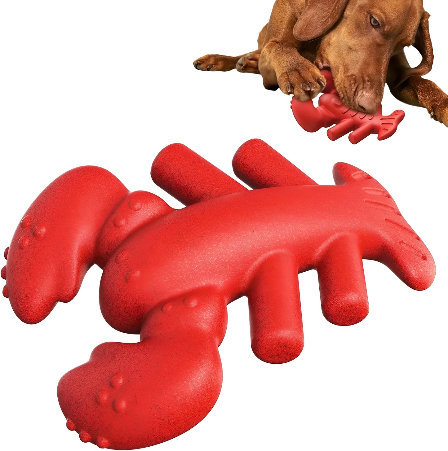 Red dog chew toy for aggressive chewers, measuring 170mm by 132mm by 57mm, for large and medium dogs