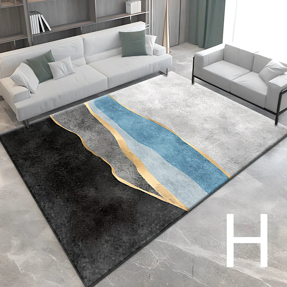 3D printed polyester carpet in bedroom setting showing visual depth design and flat surface texture