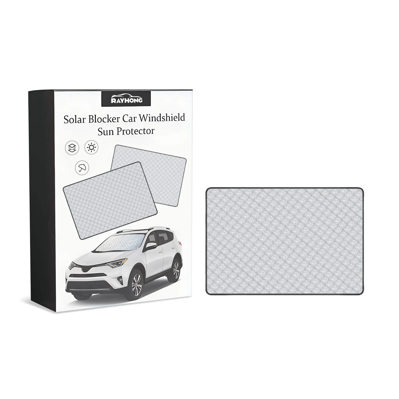 Car windshield aluminium film frost cover shown on vehicle glass with nylon material visible
