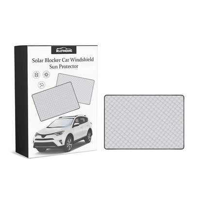 Car windshield aluminium film frost cover shown on vehicle glass with nylon material visible