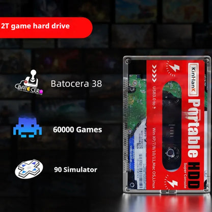 2TB external mechanical hard disk with USB cable and protective case for mobile gaming storage