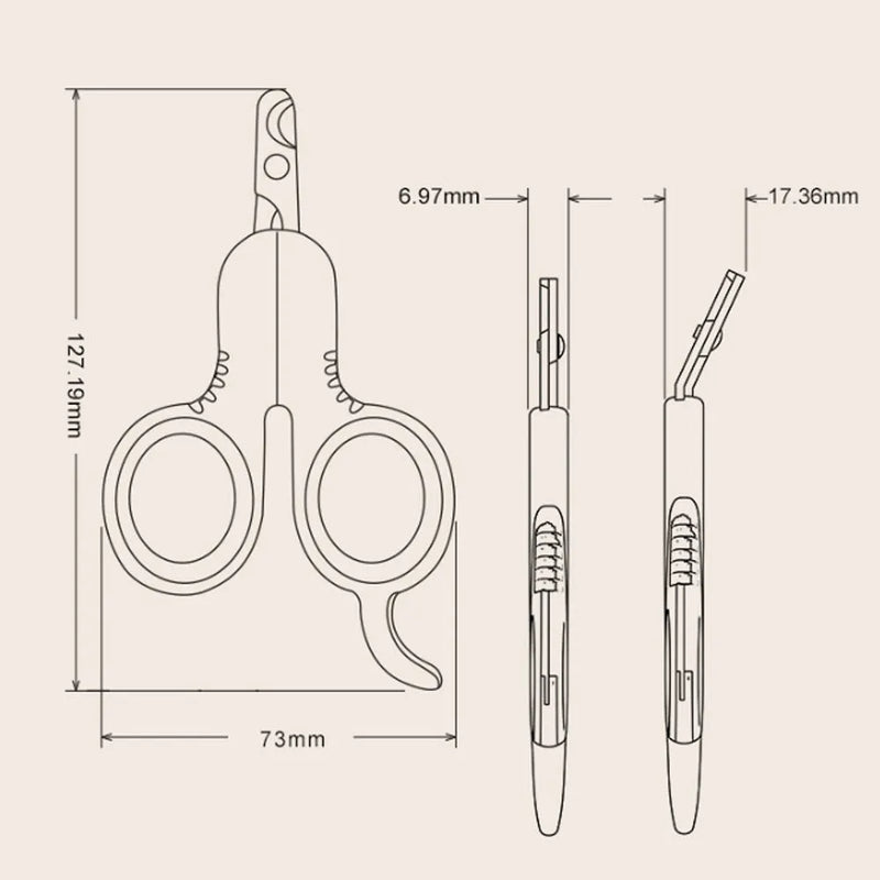 Pet nail clippers with 20º curved tips for a clear view and sharp stainless steel blades for clean cuts on cats and small dogs under 10lbs