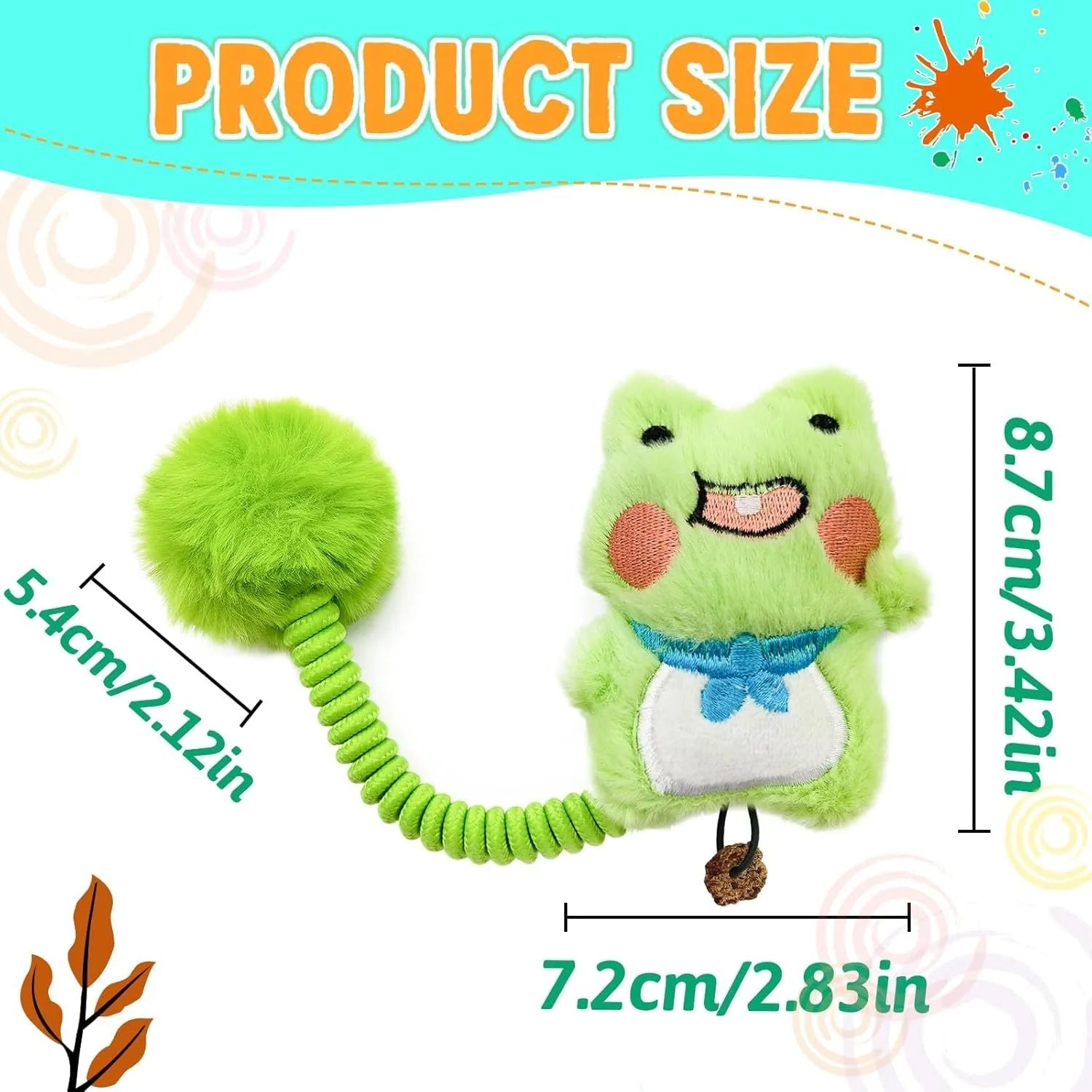 Set of plush animal cat toys with silvervine fruit, a long flexible spring, and a fuzzy ball for interactive play.