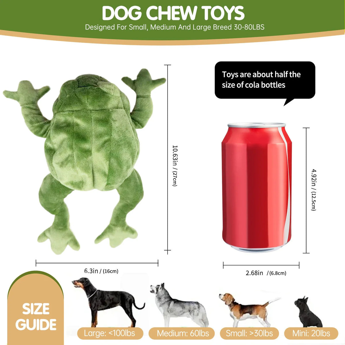 Green plush dog toy 27x16x5cm 57g sound and bite-resistant pet companion toy