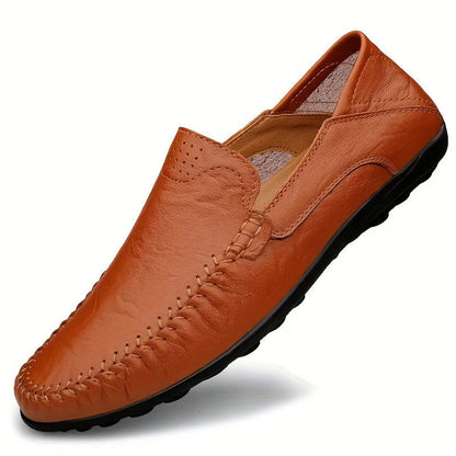 Men's casual leather shoes with cowhide uppers and round toe design in multiple colour options