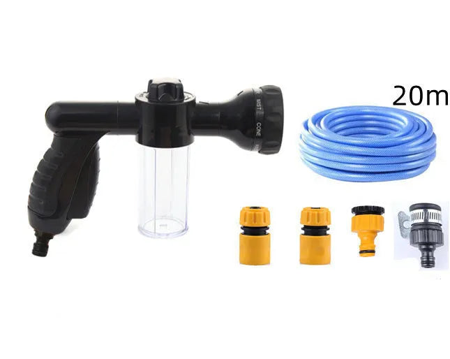 Green high-pressure foam spray gun with adjustable nozzle for car and household cleaning