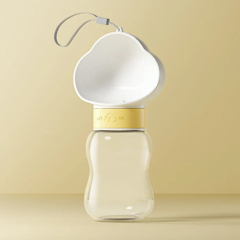 Go Out Water Cup portable dog drinking bottle with wide opening and twist-turn mechanism in cloud white colour