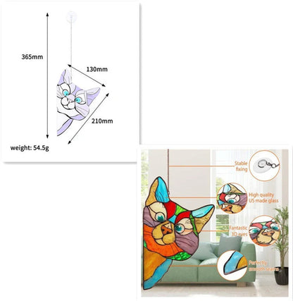 Colorful PVC cat window sticker with double-sided design for home and car decoration