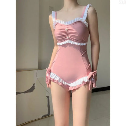 Women's milk silk one-piece swimsuit in solid colour with sleeveless design