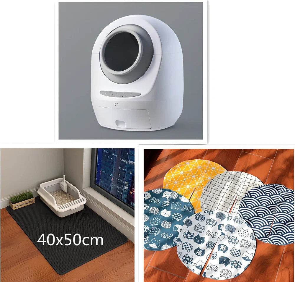 Electric smart cat litter box with WiFi connectivity in blue colour with enclosed design