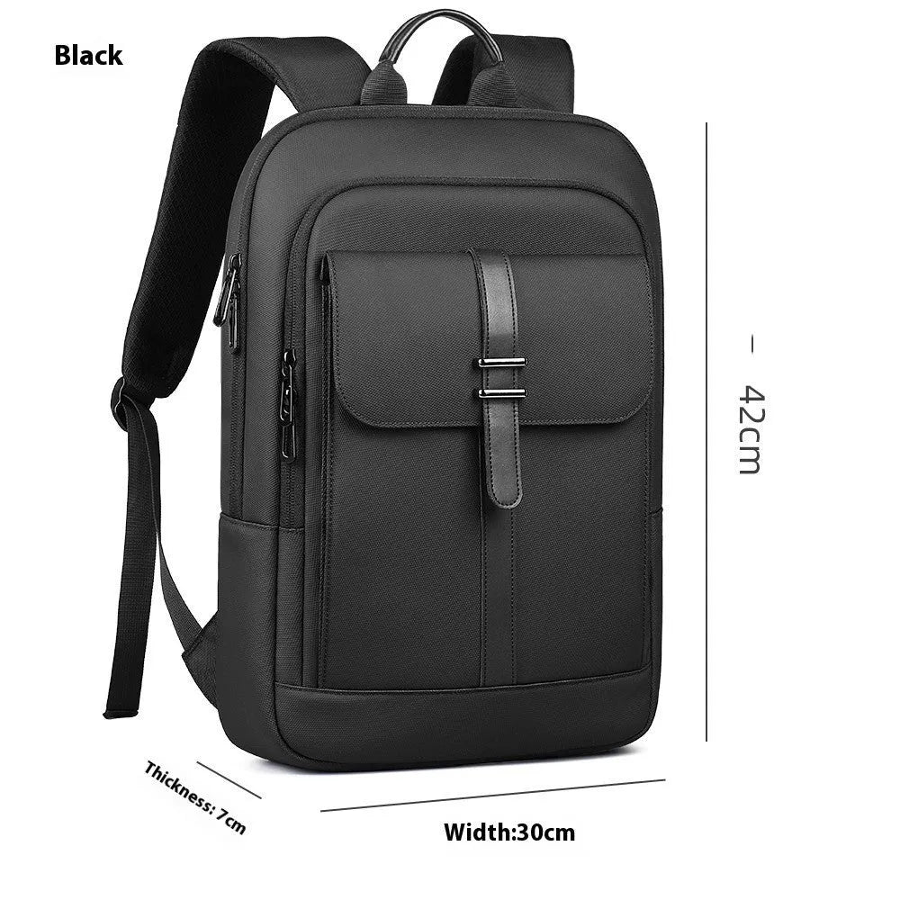 Black lightweight Oxford cloth backpack for business commute and daily use