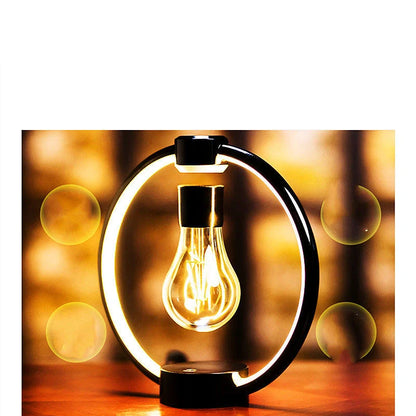 Magnetic Levitation Bulb Retro Bedside LED Night Light with black metal shade