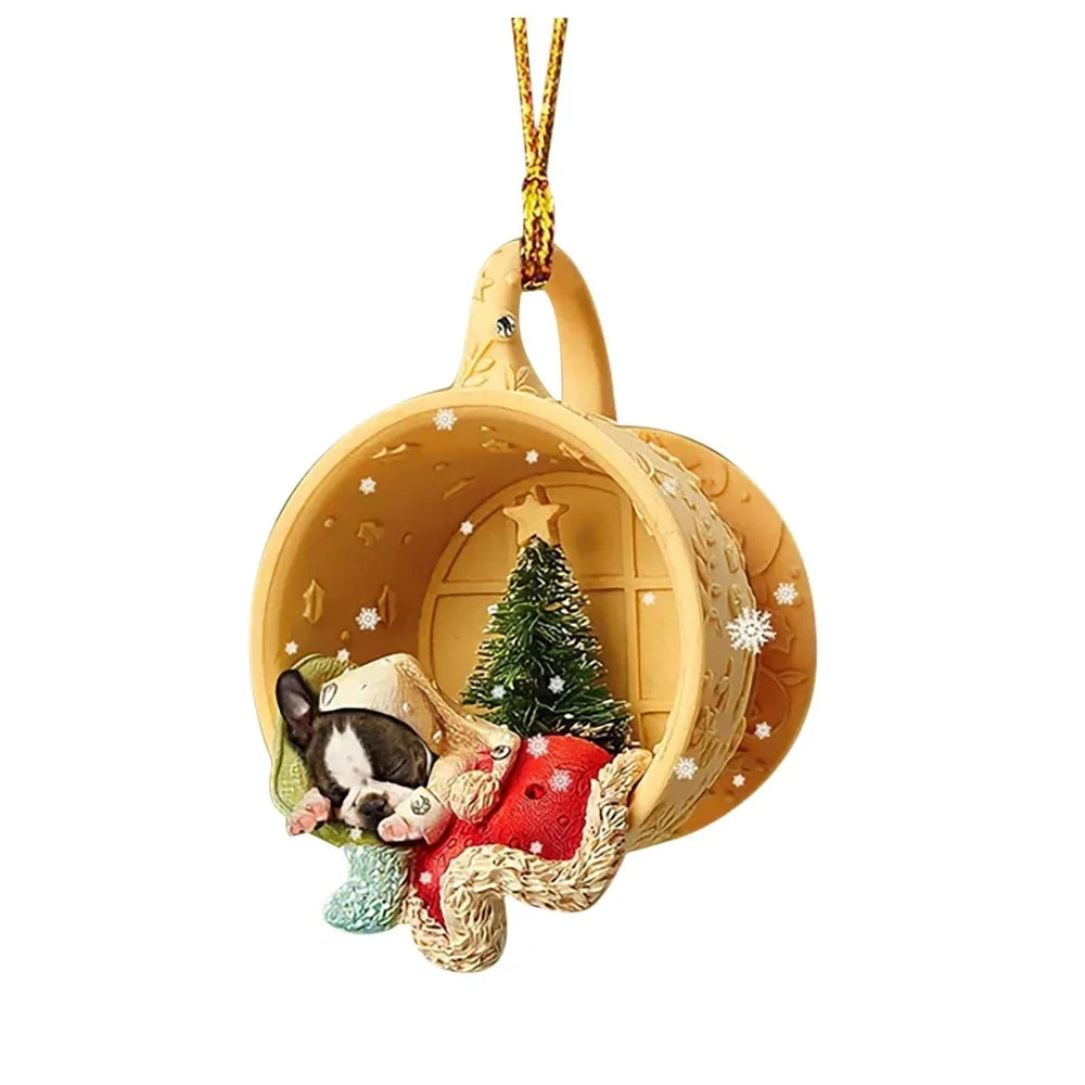 8cm acrylic sausage dog hanging decoration in multiple colours for home display
