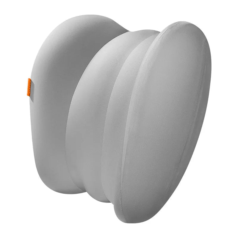 Grey and orange car headrest and lumbar pillow set with memory cotton filler for suspension bin vehicles